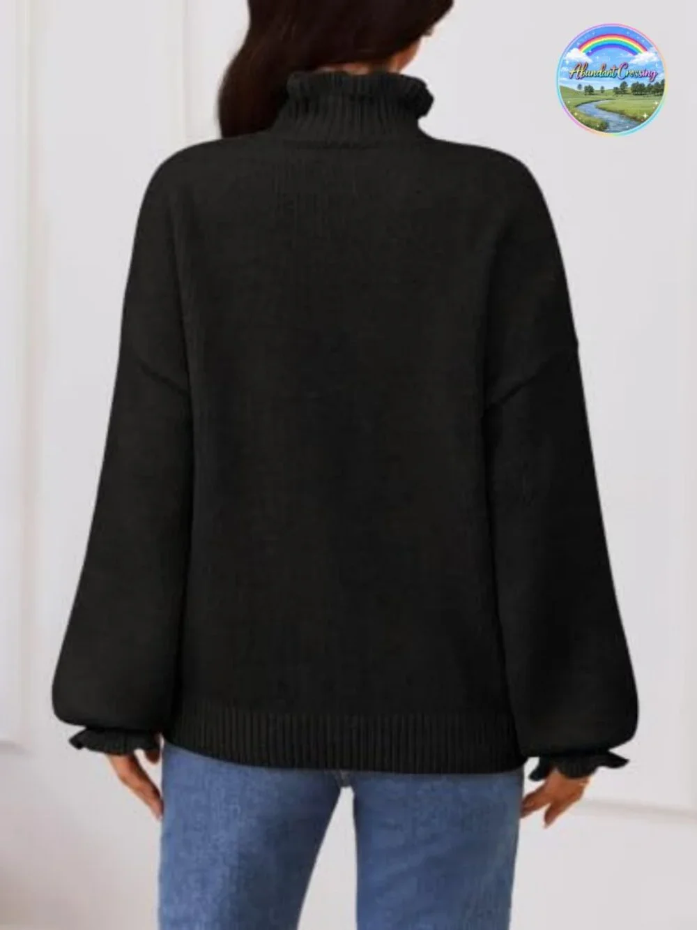 Chunky Knit Cardigan Sweater Ruffle Mock Neck Button Down Fall Winter